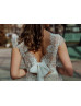 Ivory Eyelash Lace Tie Back Dreamy Wedding Dress